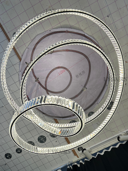 Elegant Restaurant Rings Crystal Chandelier Foyer Living Room Ceiling Pendant Light Fixture