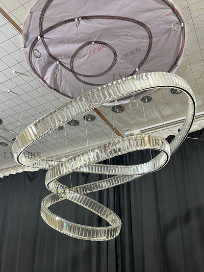 Elegant Restaurant Rings Crystal Chandelier Foyer Living Room Ceiling Pendant Light Fixture