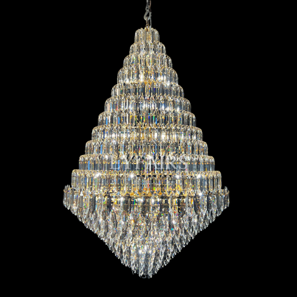 Luxury Multi-tiered Honeycomb Crystal Chandelier for High Ceiling