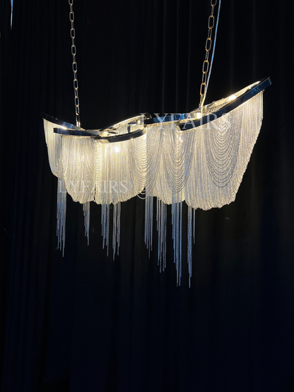 Luxury Gold/Sliver Tassel Linear Art Chandelier
