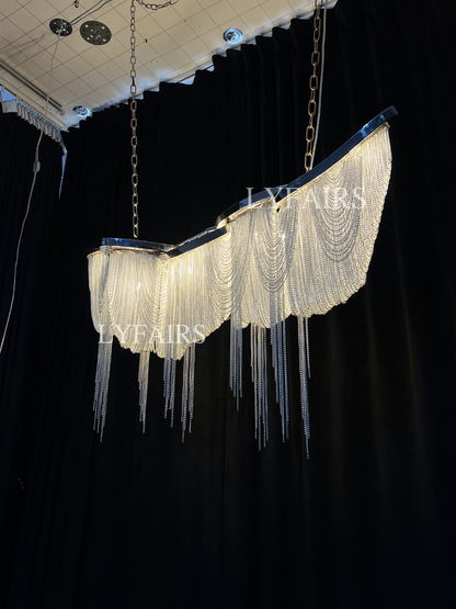 Luxury Gold/Sliver Tassel Linear Art Chandelier