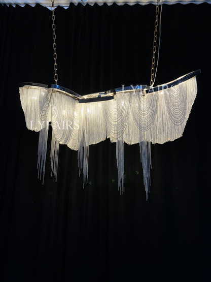 Luxury Gold/Sliver Tassel Linear Art Chandelier
