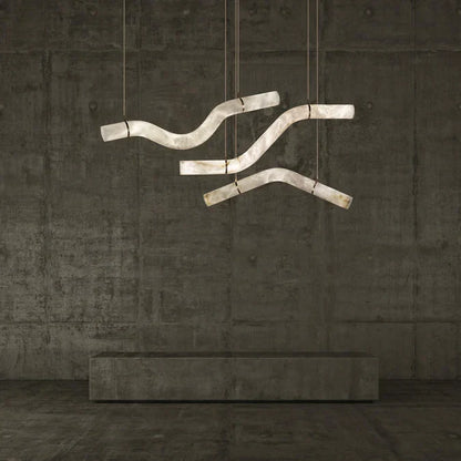 Modern Alabaster Curved Chandelier for Living/Dining Room