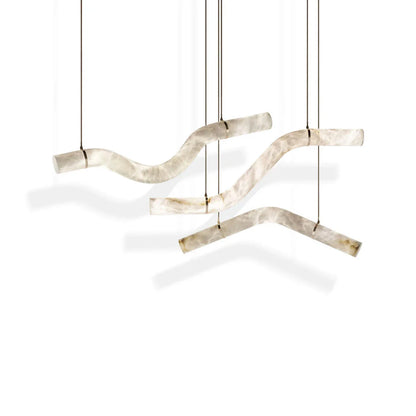Modern Alabaster Curved Chandelier for Living/Dining Room