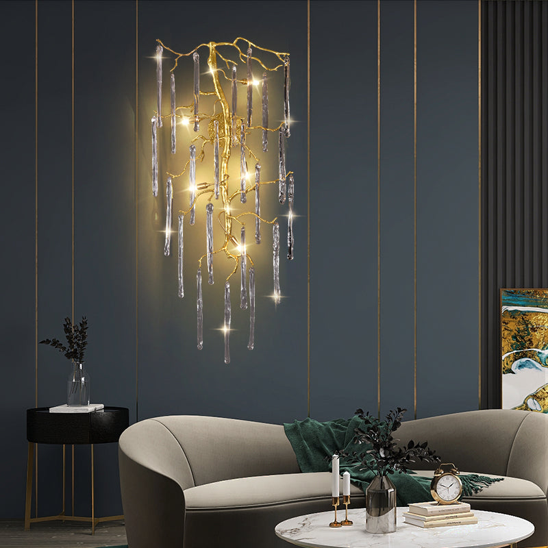 Beathe Light Crystal Branch Wall Sconce – Luxurious Brass & K9 Crystal Décor