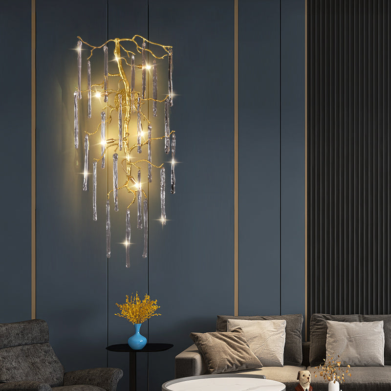 Beathe Light Crystal Branch Wall Sconce – Luxurious Brass & K9 Crystal Décor