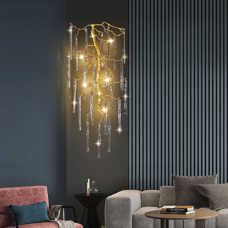 Beathe Light Crystal Branch Wall Sconce – Luxurious Brass & K9 Crystal Décor