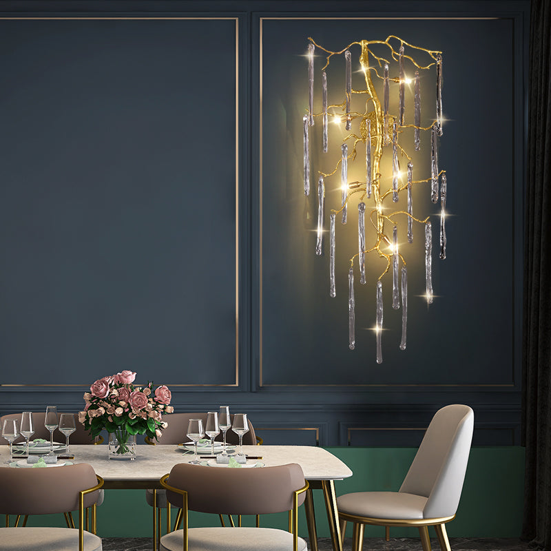 Beathe Light Crystal Branch Wall Sconce – Luxurious Brass & K9 Crystal Décor