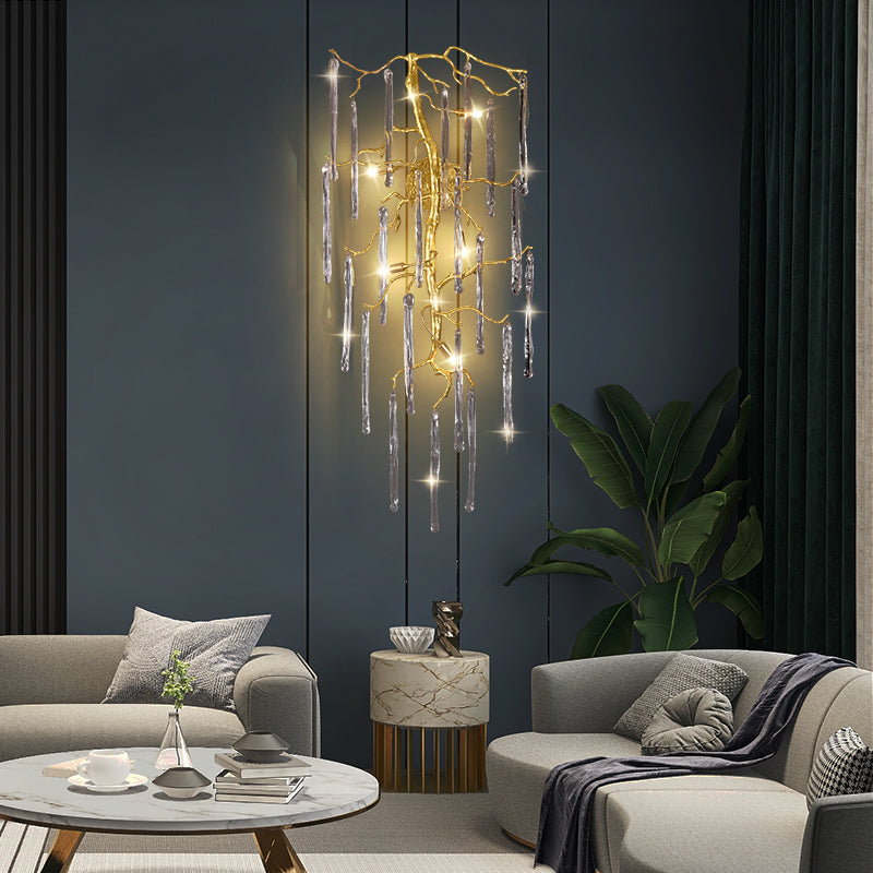 Beathe Light Crystal Branch Wall Sconce – Luxurious Brass & K9 Crystal Décor