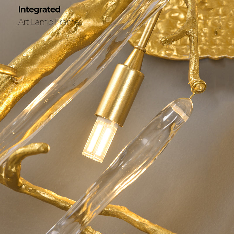 Beathe Light Crystal Branch Wall Sconce – Luxurious Brass & K9 Crystal Décor