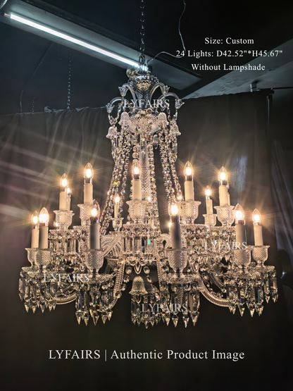 Light Luxury Classic Short Version Tiered Candle Light Crystal Chandelier for High-ceiling Rooms/Living Room