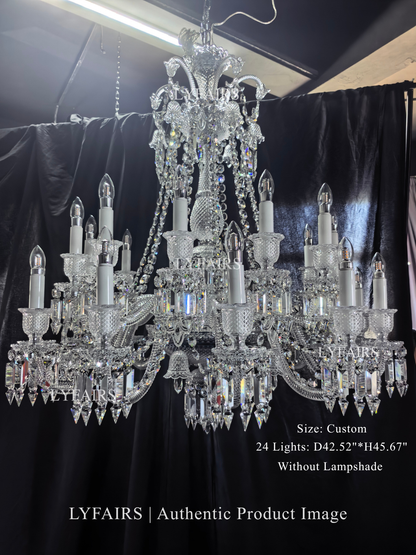 Light Luxury Classic Short Version Tiered Candle Light Crystal Chandelier for High-ceiling Rooms/Living Room