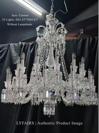 Light Luxury Classic Short Version Tiered Candle Light Crystal Chandelier for High-ceiling Rooms/Living Room