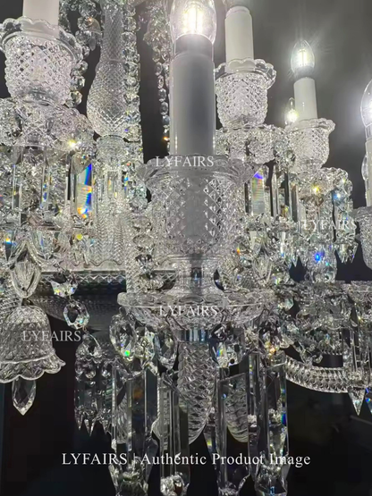 Light Luxury Classic Short Version Tiered Candle Light Crystal Chandelier for High-ceiling Rooms/Living Room