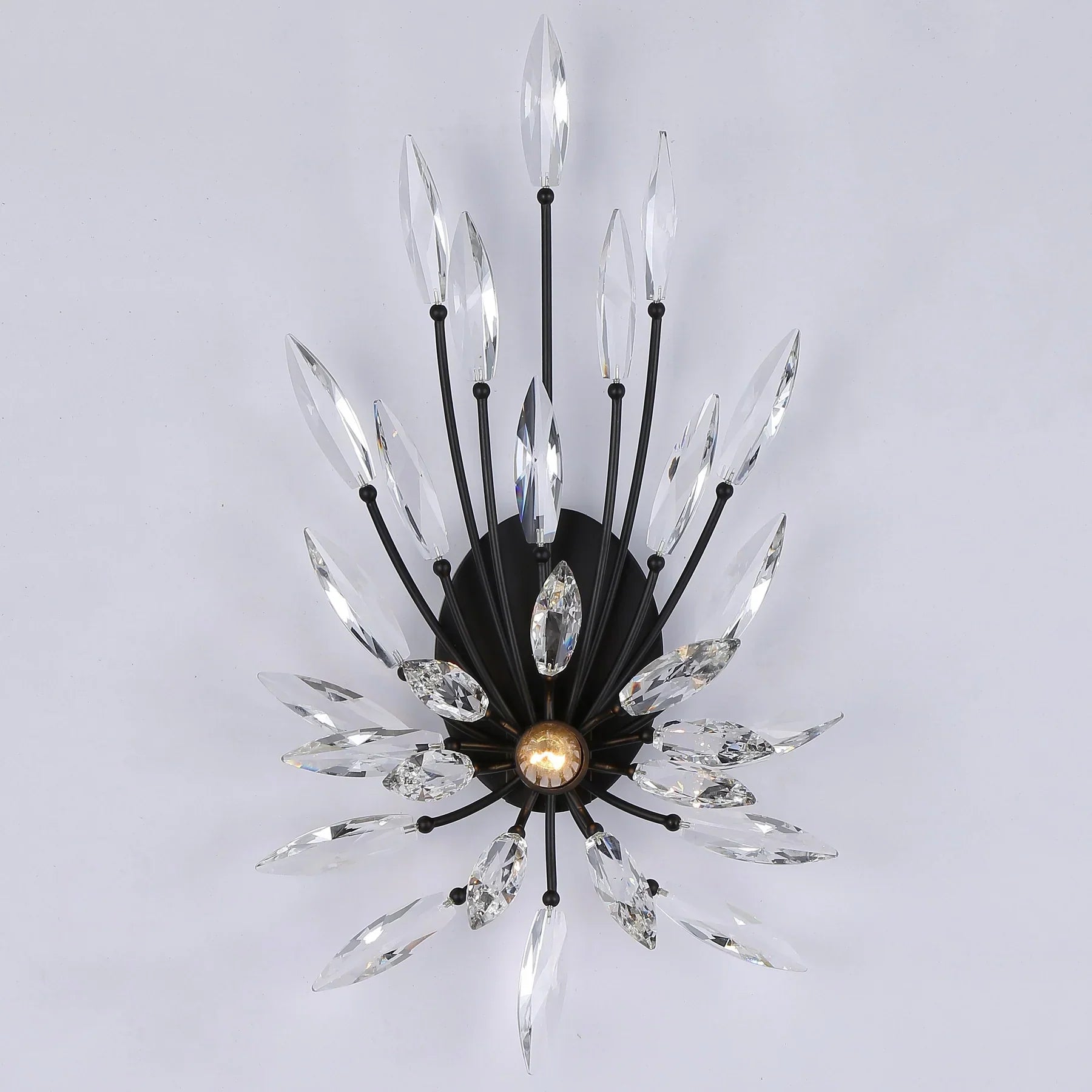Lily Starburst Crystal Sputnik Wall Sconce Elegant 12x22 Brass Finish