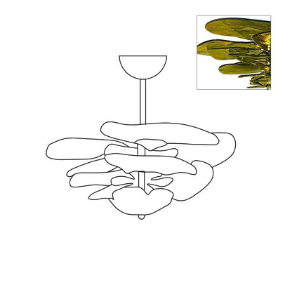 Petals Gold Murano Chandelier 21.6"-39.4"
