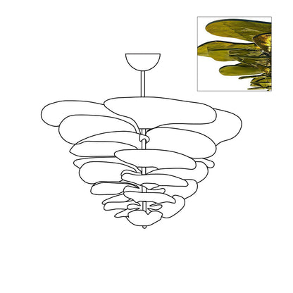 Petals Gold Murano Chandelier 21.6"-39.4"