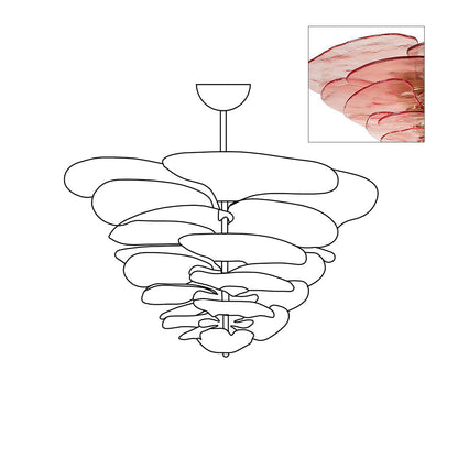 Petals Gold Murano Chandelier 21.6"-39.4"