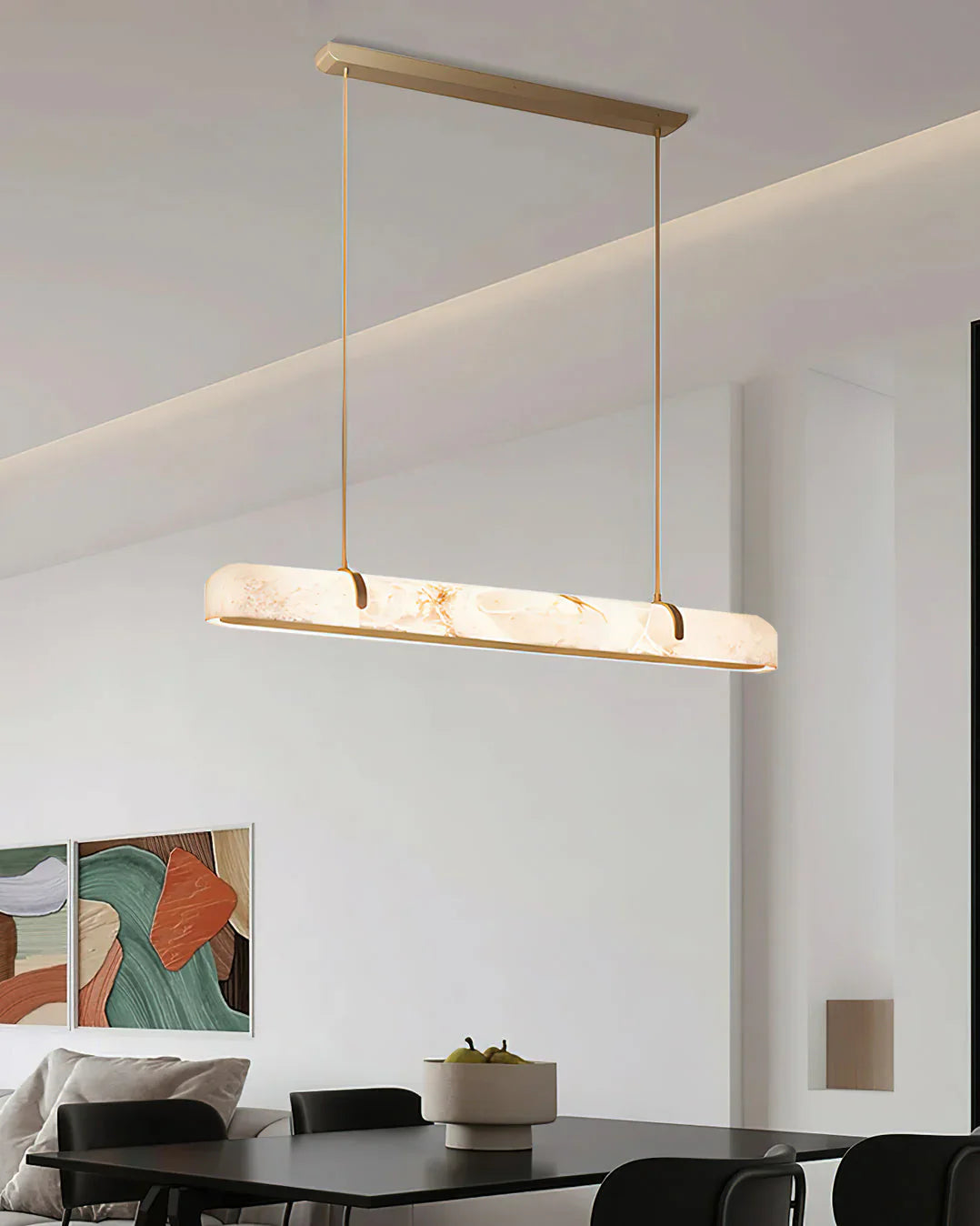 Linear Alabaster Chandelier, Kitchen Island Pendant Light