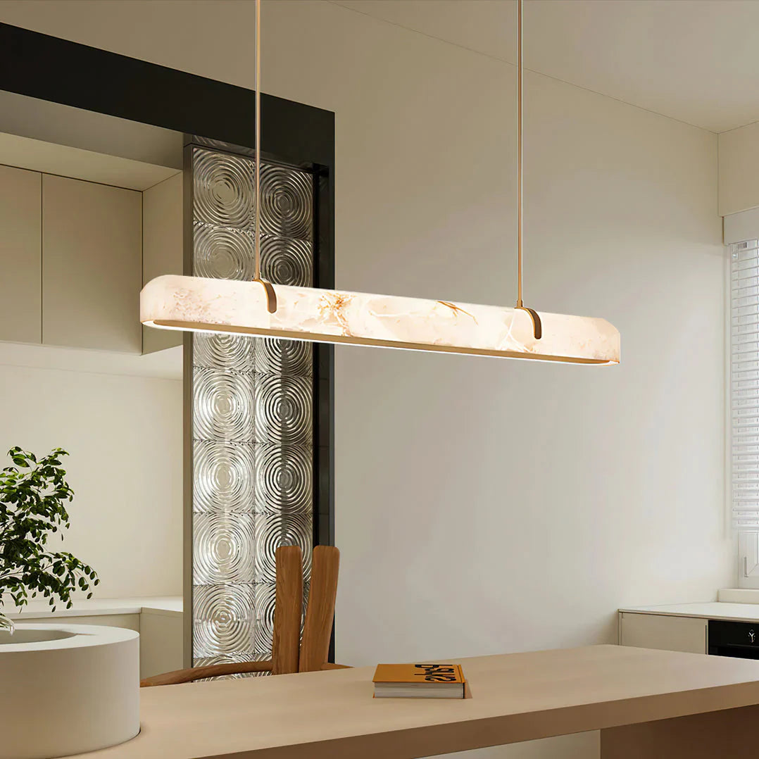 Linear Alabaster Chandelier, Kitchen Island Pendant Light