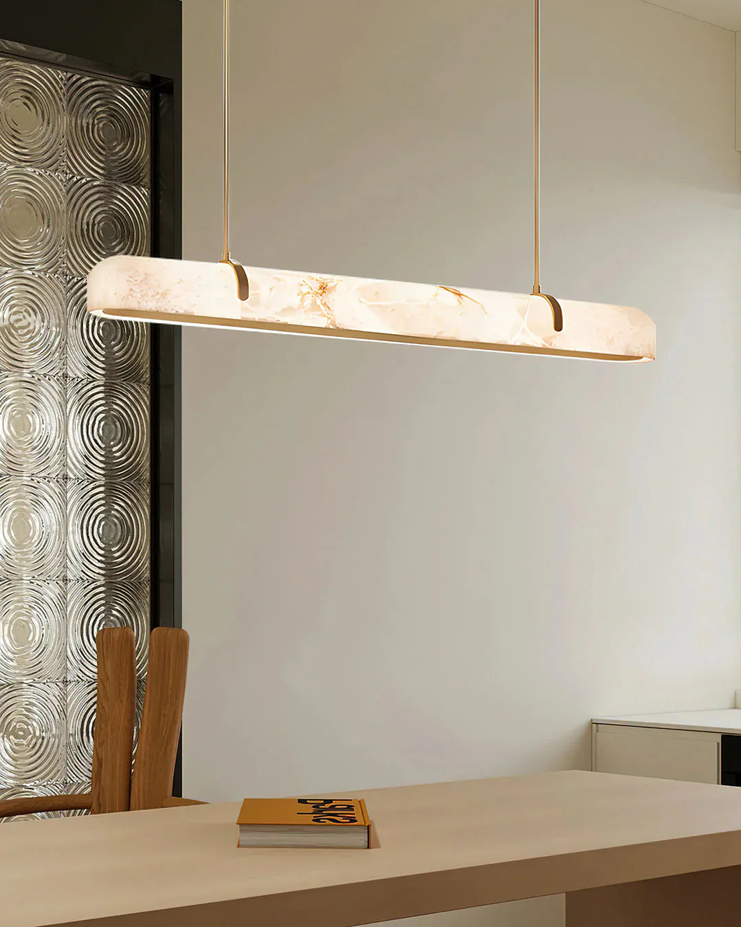 Linear Alabaster Chandelier, Kitchen Island Pendant Light