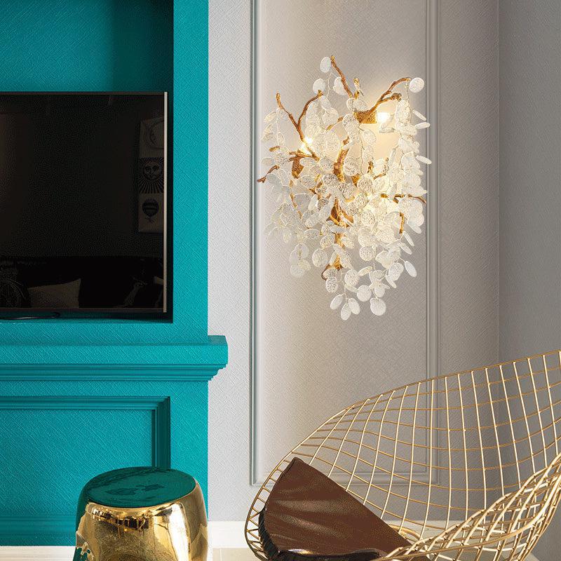 Lorna Branch Brass Glass Wall Sconce – Elegant Blossom Design