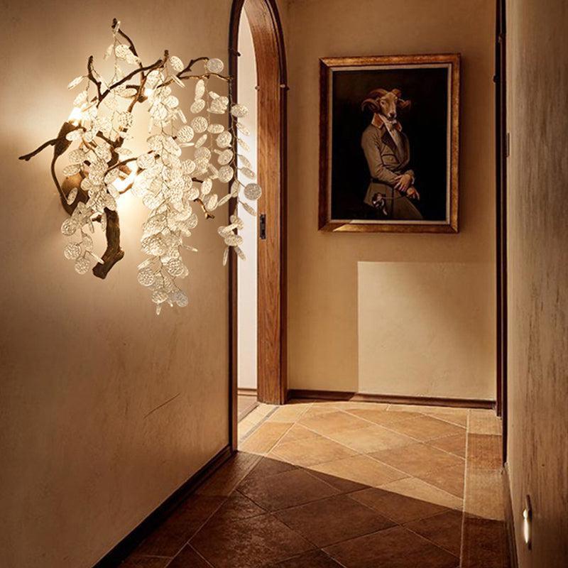 Lorna Branch Brass Glass Wall Sconce – Elegant Blossom Design