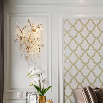 Lorna Branch Brass Glass Wall Sconce – Elegant Blossom Design