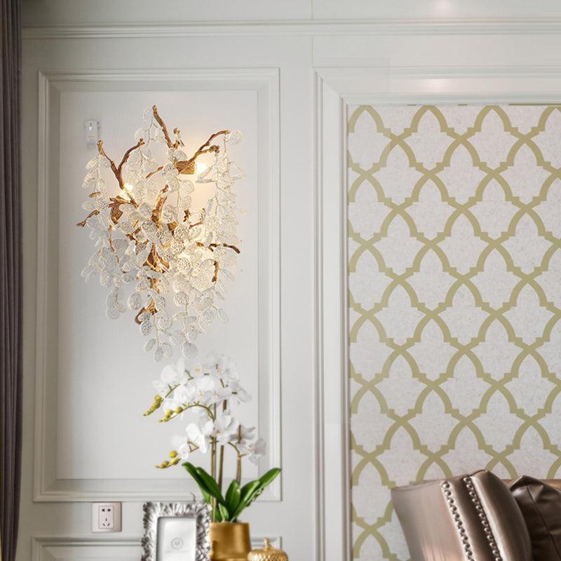 Lorna Branch Brass Glass Wall Sconce – Elegant Blossom Design