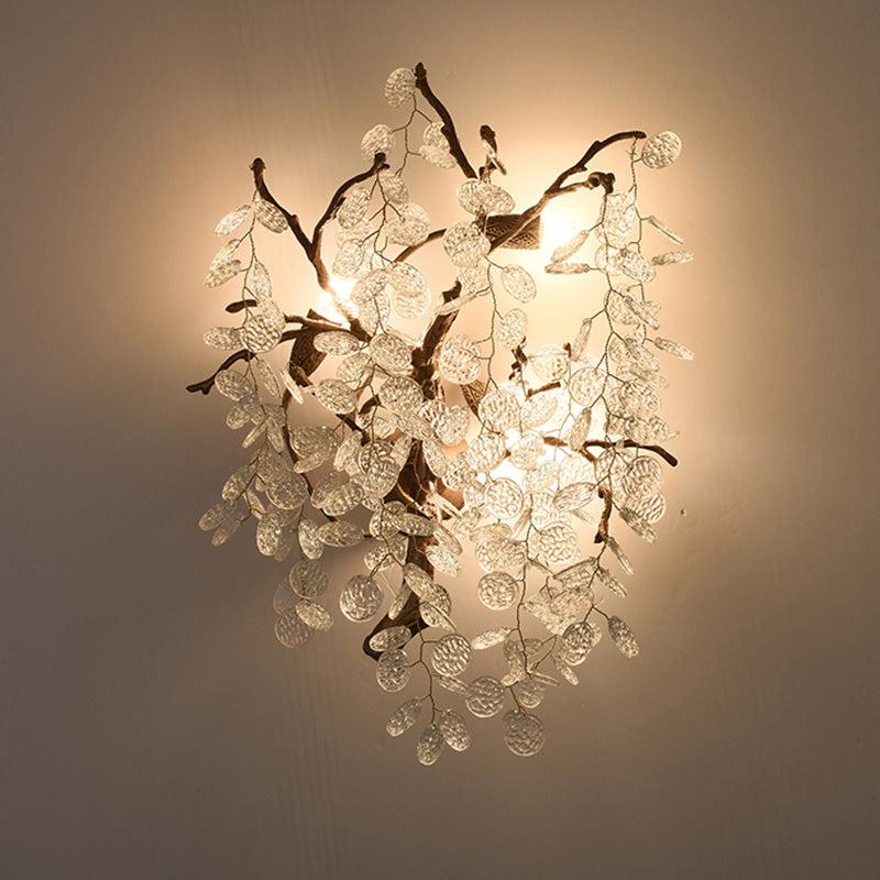 Lorna Branch Brass Glass Wall Sconce – Elegant Blossom Design