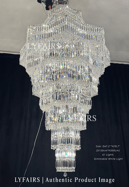 Luxury Extra Large Plaza Multi-Tier Crystal Chandelier For  Hotel Hall / 2 Story Foyer / High Ceiling Living Room
