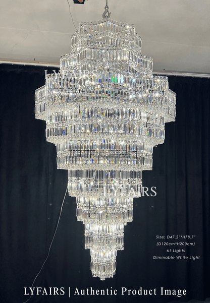 Luxury Extra Large Plaza Multi-Tier Crystal Chandelier For  Hotel Hall / 2 Story Foyer / High Ceiling Living Room