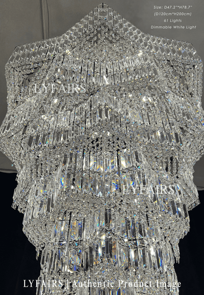 Luxury Extra Large Plaza Multi-Tier Crystal Chandelier For  Hotel Hall / 2 Story Foyer / High Ceiling Living Room