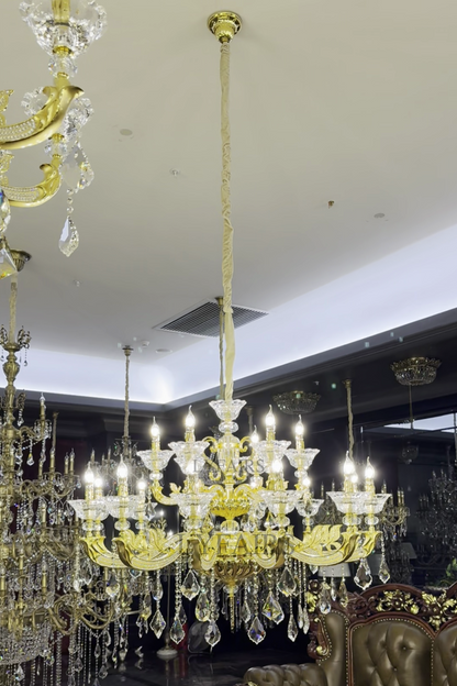 Eternal Baroque Revival Chandelier Series with Diamond-Inspired Crystal-Studded Light Arms