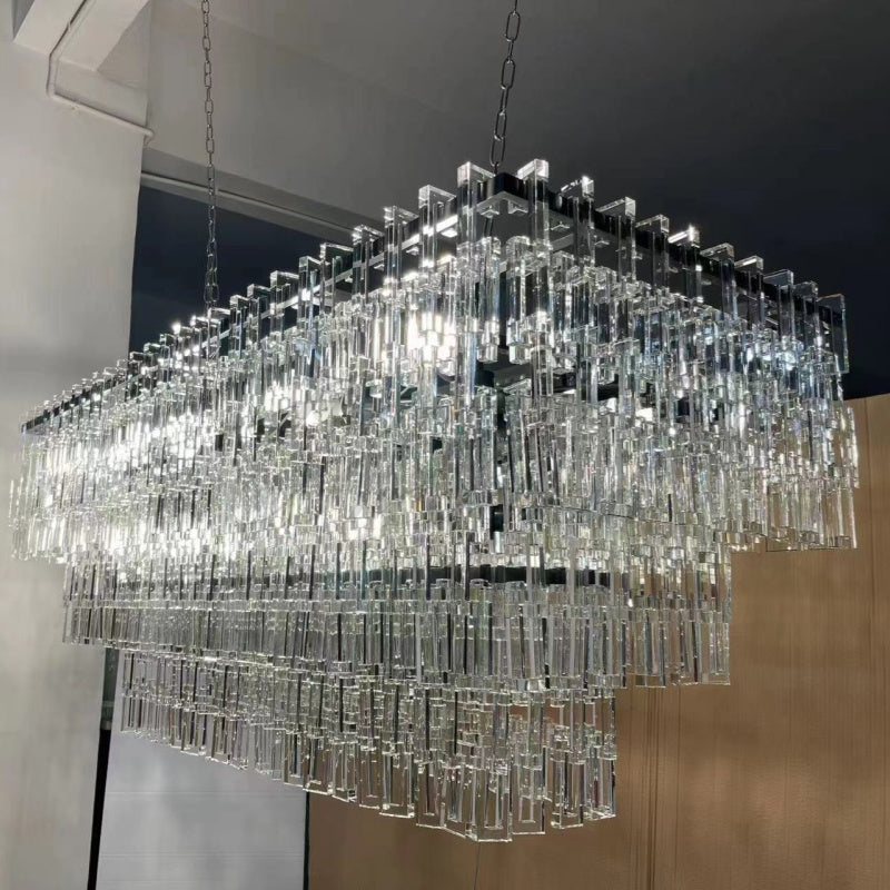 Seraphina Tiered K9 Crystal  Rectangle Chandelier