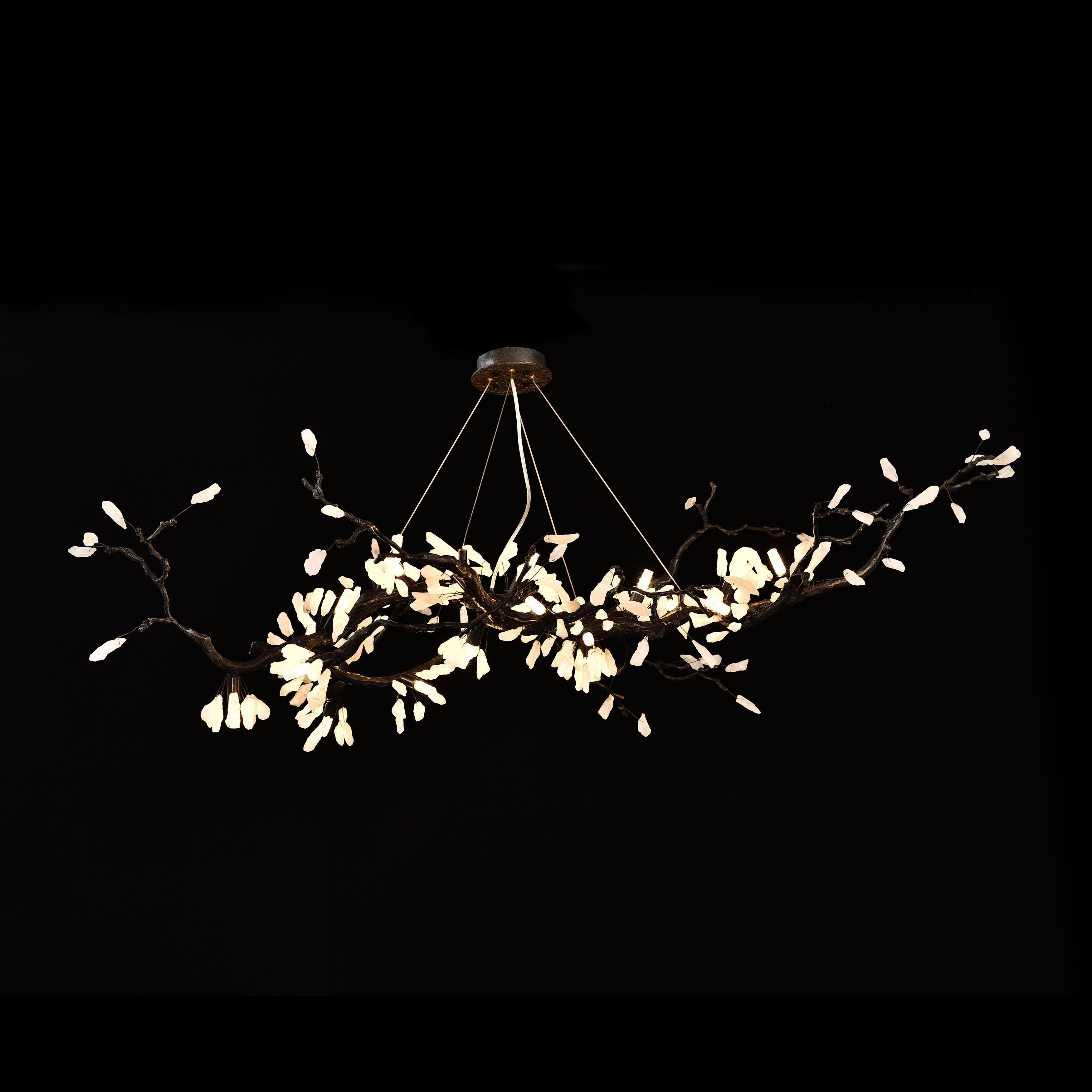 Selenite Crystal Blossom Branching Tree Chandelier