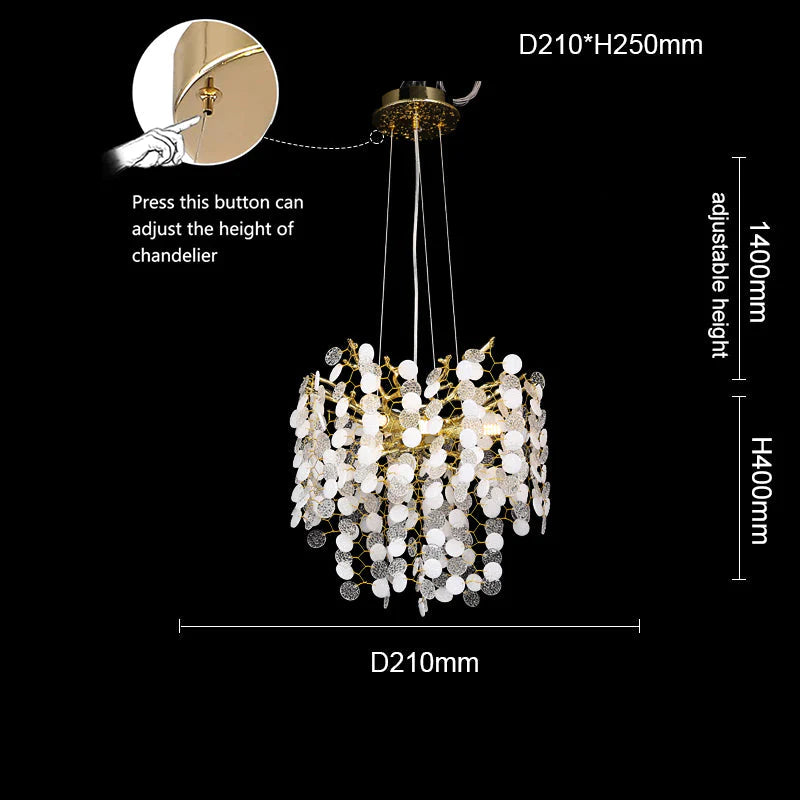 Modern Gold Blossom Crystal Round Branch Chandelier For Living Room