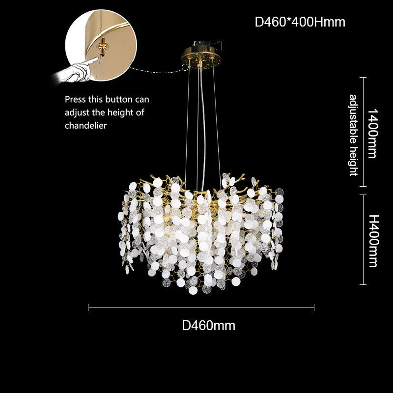 Modern Gold Blossom Crystal Round Branch Chandelier For Living Room