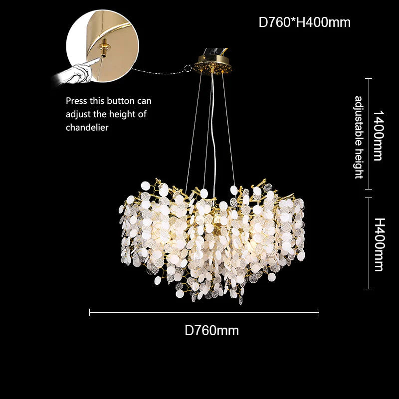 Modern Gold Blossom Crystal Round Branch Chandelier For Living Room