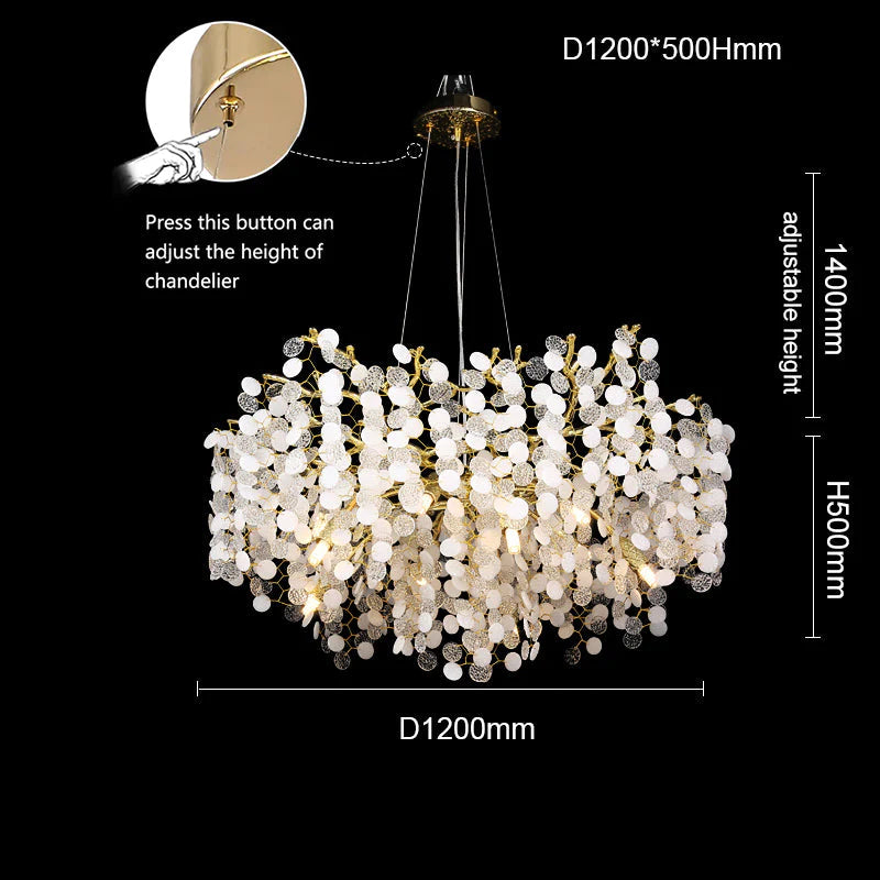 Modern Gold Blossom Crystal Round Branch Chandelier For Living Room