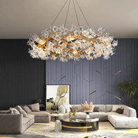 Petal Crystal Round Brass Branch Chandelier 24"-59"
