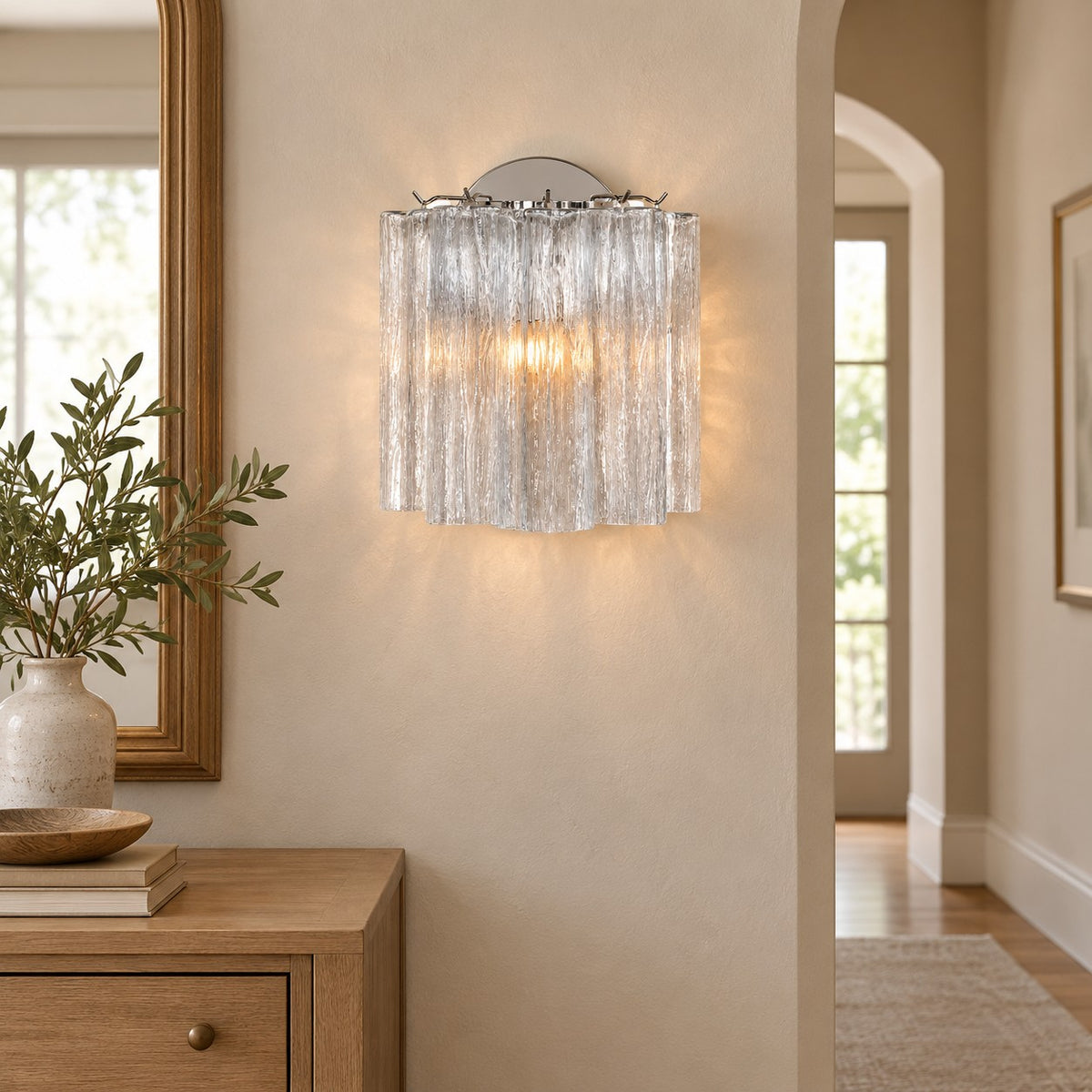 Mirelle Murano-Style Fluted Glass Wall Sconce