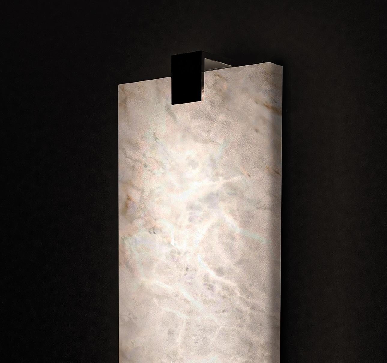 Alabaster Kairo Brass Wall Sconce with Warm White Glow