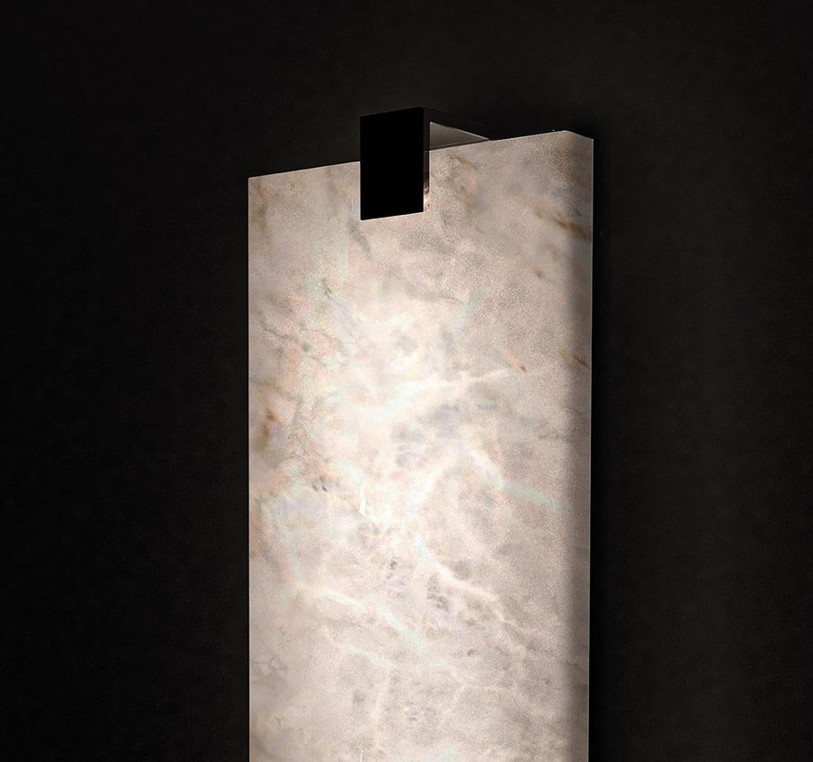 Alabaster Kairo Brass Wall Sconce with Warm White Glow