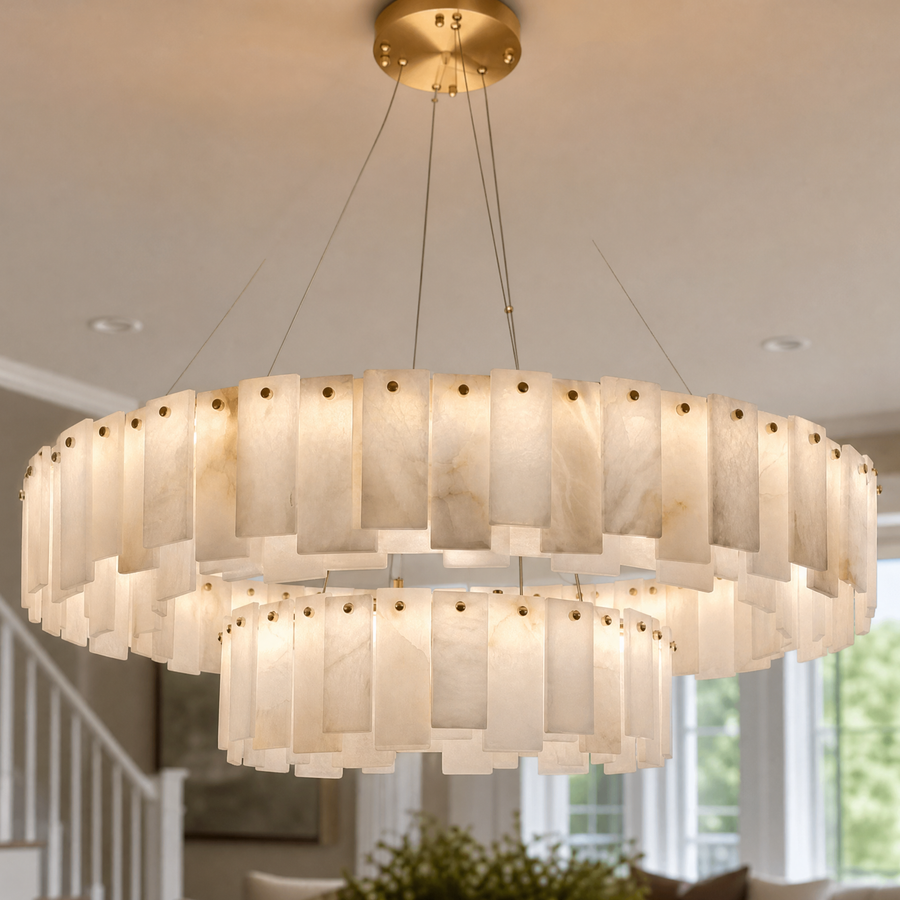 Modern Two-Tier Circular Pendant Chandelier
