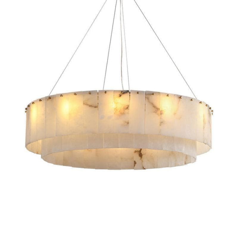 Lincoln Modern Alabaster Two Tier Round Art Chandelier