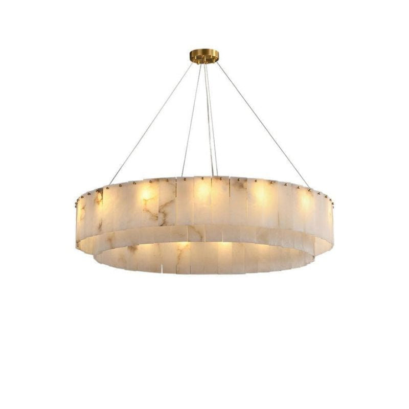 Lincoln Modern Alabaster Two Tier Round Art Chandelier