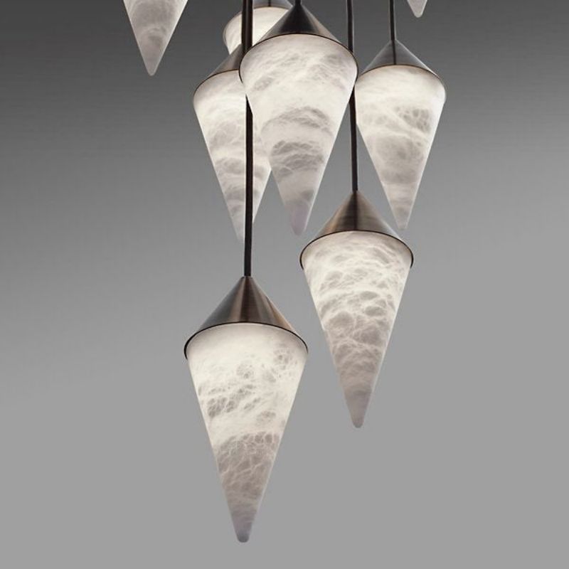 Skylar Modern Alabaster Cone Cluster Chandelier