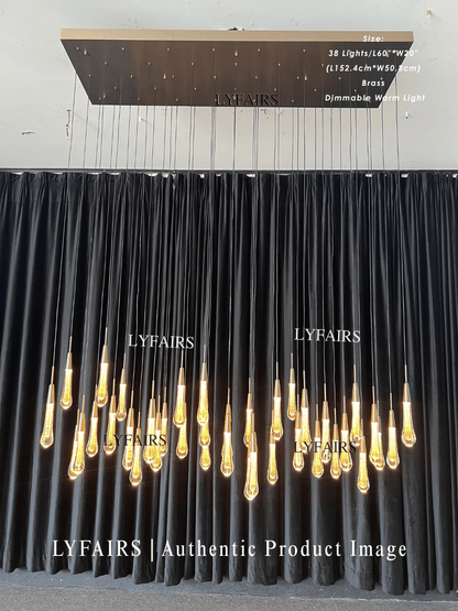 Modern Cascade Raindrop Linear Crystal Chandelier for Dining Room/Kitchen Island