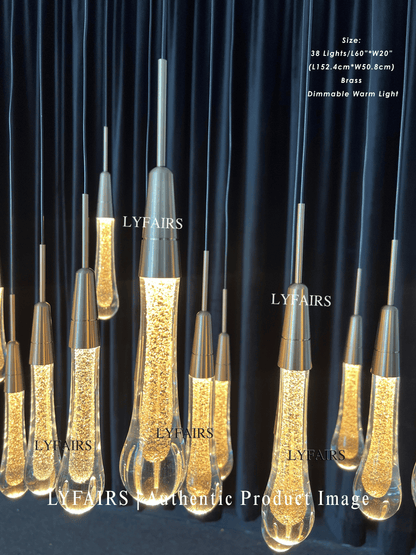 Modern Cascade Raindrop Linear Crystal Chandelier for Dining Room/Kitchen Island